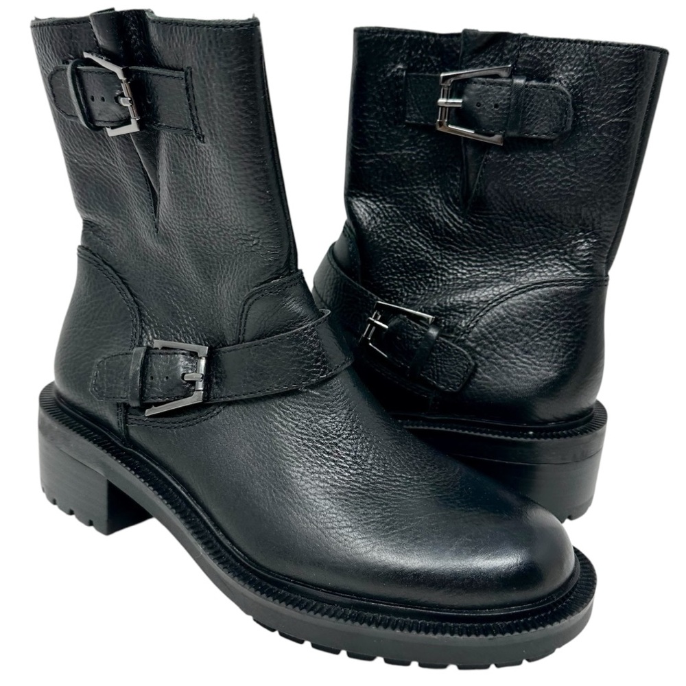 NEW Botkier New York Marlow Moto Ankle Boots Black Leather Womens 5.5